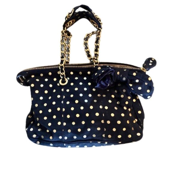 Juicy Couture  Vintage Y2k Sheep Leather Gold Dot Handbag - Picture 1 of 11